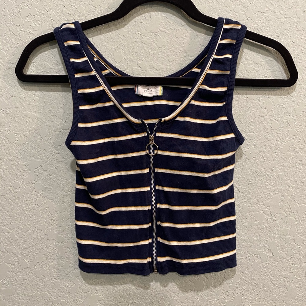 blue Zipper crop top